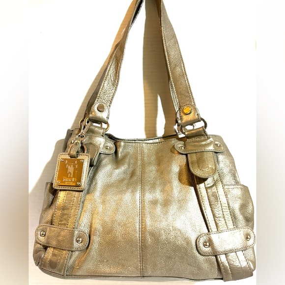 Tignnello Metallic leather Silver Shoulder Bag